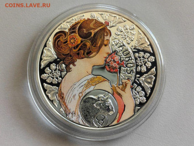 1 доллар 2011 Ниуэ Зодиак А.Мухи(Телец), Ag925, до 02.01 - Ю Муха -Телец-1