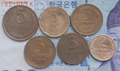 5 копеек 1988; 3 копейки 1930,1931,1943,1946; 2 копейки 1930 - 20241229_091016