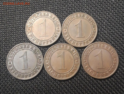 ГЕРМАНИЯ 1 пфенниг 1928 - 1936 гг. 5 штук До 06.01 - 20241228_233422
