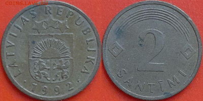 Латвия, 2 сантима, 1992 (мм-436) – до 22:00, 08.01.25 - мм436