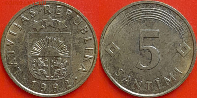 Латвия, 5 сантимов, 1992 (мм-438) – до 22:00, 08.01.25 - мм438