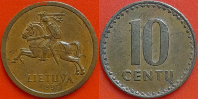 Литва, 10 центов, 1991 (мм-445) – до 22:00, 08.01.25 - мм445