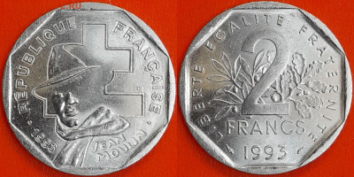 Франция, 2 франка, 1993 (мм-504) – до 22:00, 09.01.25 - мм504