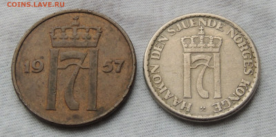Норвегия погодовка 2 монеты 1957 до 8.01.2025 - 1957 х2 .JPG
