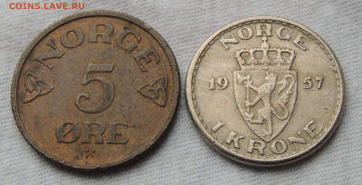 Норвегия погодовка 2 монеты 1957 до 8.01.2025 - 1957 х2.JPG