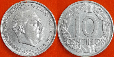 Испания, 10 сентимо, 1959 (мм-536) – до 22:00, 10.01.25 - мм536