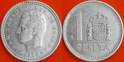 Испания, 1 песета, 1988 (мм-544) – до 22:00, 10.01.25 - мм544