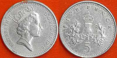 Великобритания, 5 пенсов, 1996 (мм-604) – до 22:00, 11.01.25 - мм604