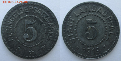 Нотгельды Германии. Обзорная тема. - 5 пф 1919 г Ландау-Пфальц.JPG