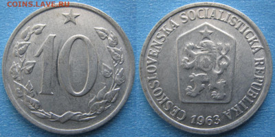 Чехословакия 10 геллеров 1963 до 13-01-25 в 22:00 - Чехословакия 10 геллеров 1963    160-ас26-6399