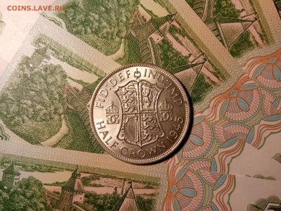Пол кроны 1945 Великобритания UNC - 6