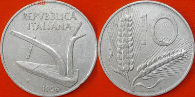 Италия, 10 лир, 1956 (мм-661) – до 22:00, 14.01.25 - 661