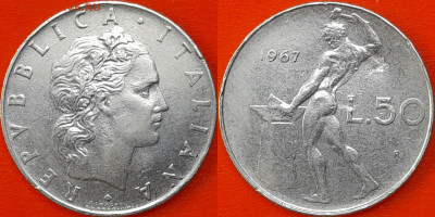 Италия, 50 лир, 1967 (мм-665) – до 22:00, 14.01.25 - 665