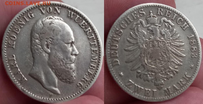 2 марки Вюртемберг, 1883 до 12.01.25 - Вюрт 1983