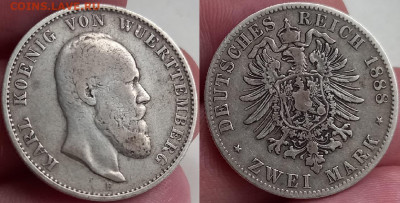2 марки Вюртемберг, 1888 до 12.01.25 - Вюрт 1988