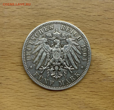 Саксония 5 марок 1904 Георг Германская Империя Германия - saksonija_5_marok_1904_georg_germanskaja_imperija_germanija_serebro_krona (3)