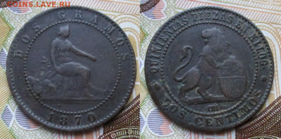Испания 2 сентимо 1870 до 18-01-25 в 22:00 - Испания 2 сентимос 1870    11116