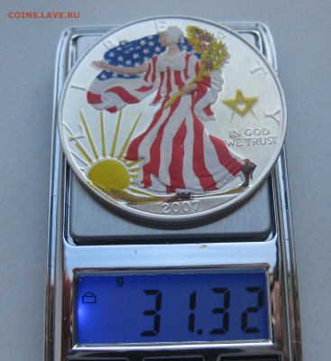 Монета США 1 доллар 2007 Шагающая свобода, цветная Серебро - IMG_2784.JPG