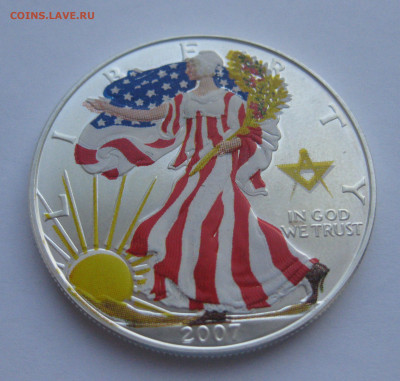 Монета США 1 доллар 2007 Шагающая свобода, цветная Серебро - IMG_2778.JPG