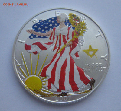 Монета США 1 доллар 2007 Шагающая свобода, цветная Серебро - IMG_2776.JPG