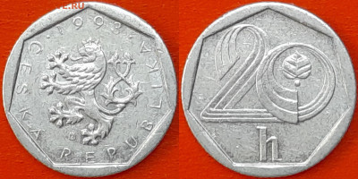 Чехия,  20 геллеров, 1993 (мм-867) – до 22:00, 19.01.25 - 867