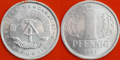 ГДР,  1 пфенниг, 1987 (мм-910) – до 22:00, 21.01.25 - 910