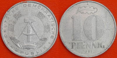 ГДР,  10 пфеннигов, 1983 (мм-936) – до 22:00, 21.01.25 - 936