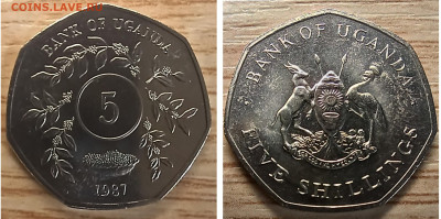 Уганда 5 шиллингов 1987 UNC c описанием до 19.01.25 - GridArt_20250114_185234824