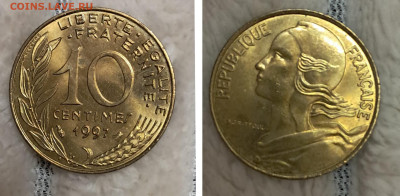Франция 10 сантимов 1997 UNC c описанием до 19.01.25 - GridArt_20250113_194921910