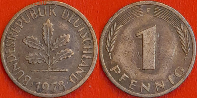 Германия – ФРГ, 1 пфенниг, 1978–F, (949) до 22:00  22.01.25 - 949