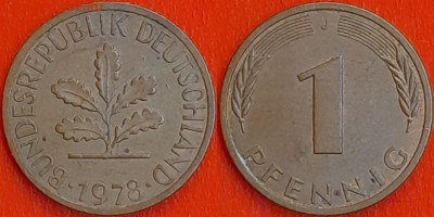 Германия – ФРГ, 1 пфенниг, 1979–J, (951) до 22:00  22.01.25 - 951