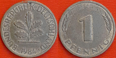 Германия – ФРГ, 1 пфенниг, 1984–J, (956) до 22:00  22.01.25 - 956