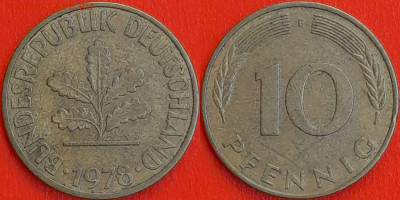 Германия – ФРГ, 10 пфеннигов,1978–F, (989) до 22:00 22.01.25 - 989