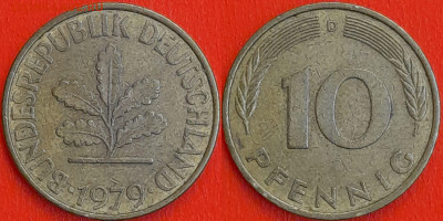 Германия – ФРГ, 10 пфеннигов,1979–D, (990) до 22:00 22.01.25 - 990