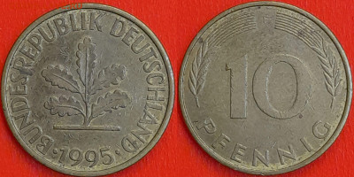 Германия – ФРГ, 10 пфеннигов,1995–F, (998) до 22:00 22.01.25 - 998