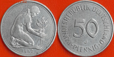 Германия, ФРГ, 50 пфеннигов 1982–J, (1000) до 22:00 22.01.25 - 1000