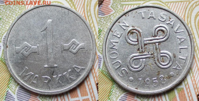 Финляндия 1 марка 1958 до 23-01-25 в 22:00 - Финляндия 1 марка 1958   247-к169-13362