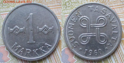 Финляндия 1 марка 1960 до 23-01-25 в 22:00 - Финляндия 1 марка 1960    230-5у1-13282