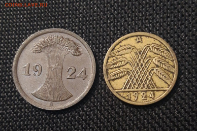 2 пфеннига 1924 А + 5 пфеннигов 1924 А До 23.01 - 20241225_194124