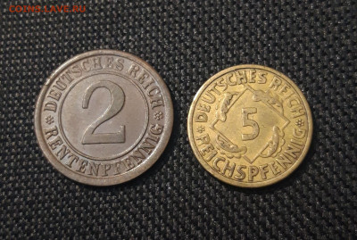 2 пфеннига 1924 А + 5 пфеннигов 1924 А До 23.01 - 20241225_194056
