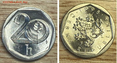 Чехословакия 20 геллеров 1998 UNC-AU яркая до 26.01.25 - GridArt_20250120_190750245