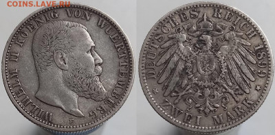 2 марки, Вюртемберг, 1899 до 25.01.05 - Вюрт 1899