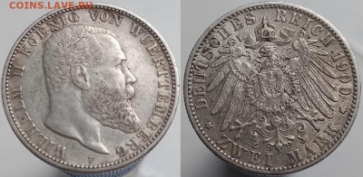 2 марки,Вюртемберг, 1900 до 25.01.25 - Вюрт 1900