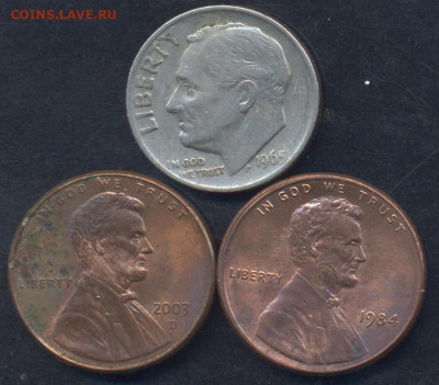 b] США 1 цент 1984,2003 г., 10 центов 1965 г.24.01.2 - США1