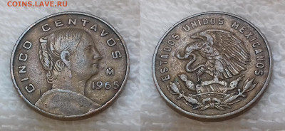 Мексика 5 сентаво 1965 28 янв. 22:00 - МЕКСИКА 5 сентаво 1965 20191217_1158