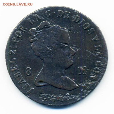 Испания 8 мараведи 1846-J - Испания_8мараведи-1846-J_А