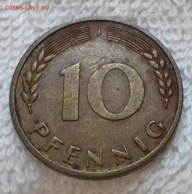 Германия 10 пфеннигов 1950 J 29 янв. 22:00 - Германия 10 пфеннигов 1950 J 20150326_211608