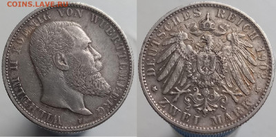 2 марки, Вюртемберг, 1902 до 30.01.2025 - Вюрт 1902