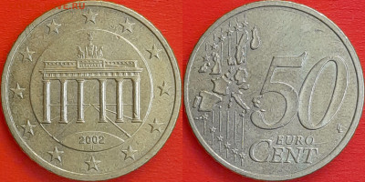 Германия, 50 евроцентов 2002, J, (1203) до 22:00 04.02.25 - 1203