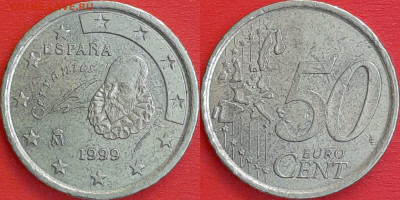 Испания, 50 евроцентов 1999 г. (1206) до 22:00 04.02.25 - 1206